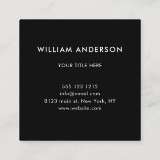Minimalist Professional Corporate Black And White  Square Business Card