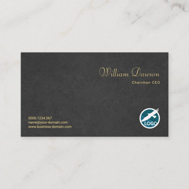 Minimalist Professional Corporate Grey Grunge CEO Business Card (Front)