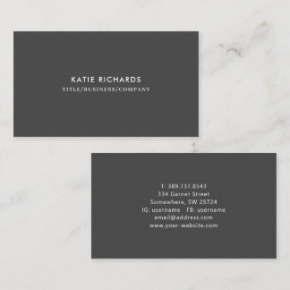 Minimalist Professional Dark Grey Business Card