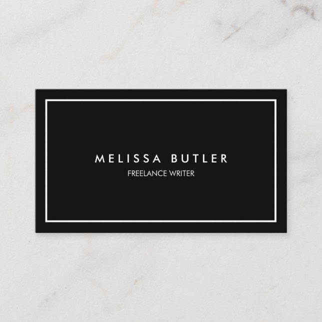 Minimalist Professional Elegant Black and White Business Card (Front)