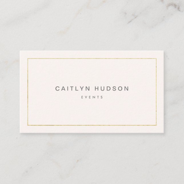 Minimalist Professional Elegant Gold and Blush Business Card (Front)