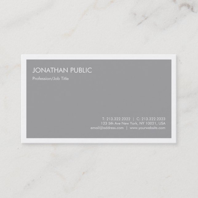 Minimalist Professional Elegant Grey Template Business Card (Front)