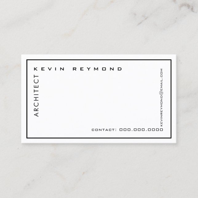minimalist professional elegant white architect business card (Front)