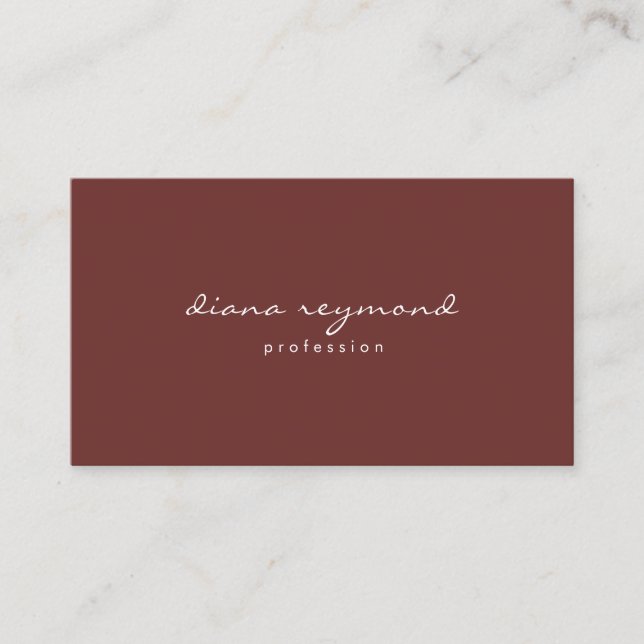 Minimalist Professional Fired-Brick Brown Business Card (Front)