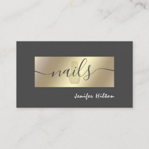 Minimalist professional  gold foil nail salon business card