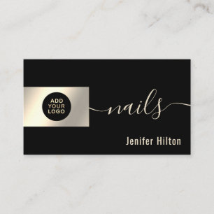 Minimalist professional  gold foil nails business business card
