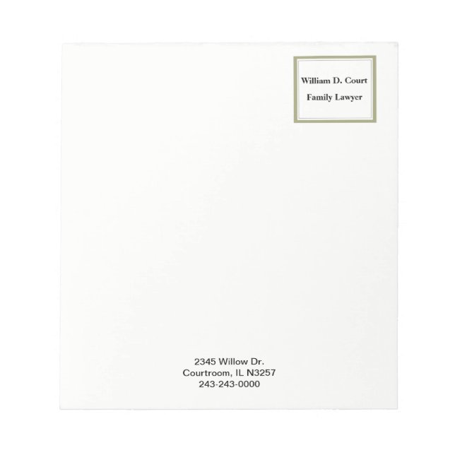 Minimalist Professional Gold Frame Business Notepad (Front)