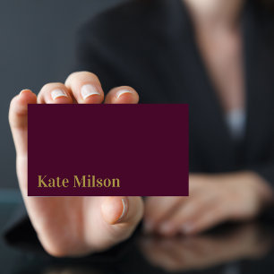 Minimalist Professional Gold Script & Burgundy Business Card