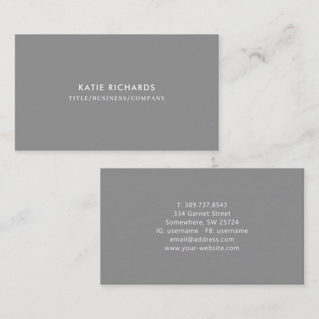 Minimalist Professional Grey Business Card (Front/Back)
