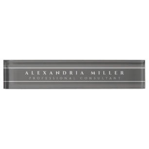 Minimalist Professional   Grey Desk Name Plate