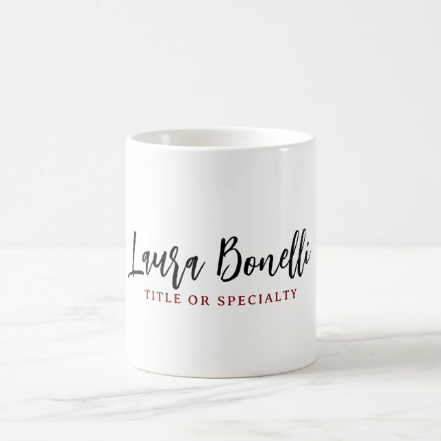 Minimalist Professional Handwrite Plain Name Title Coffee Mug (Center)