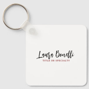 Minimalist Professional Handwrite Plain Name Title Key Ring