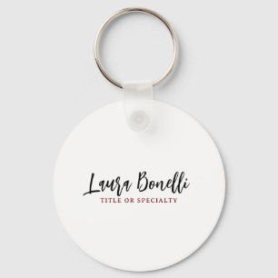 Minimalist Professional Handwrite Plain Name Title Key Ring
