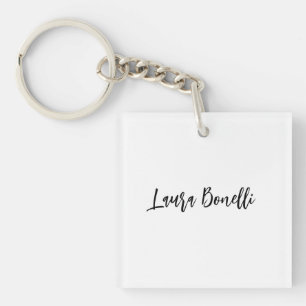 Minimalist Professional Handwrite Plain Name Title Key Ring