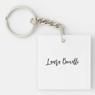 Minimalist Professional Handwrite Plain Name Title Key Ring