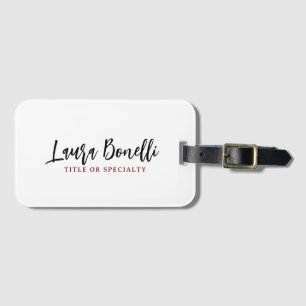 Minimalist Professional Handwrite Plain Name Title Luggage Tag
