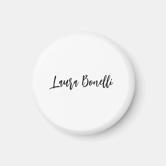 Minimalist Professional Handwrite Plain Name Title Magnet (Front)
