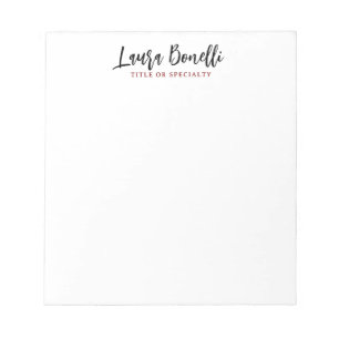 Minimalist Professional Handwrite Plain Name Title Notepad