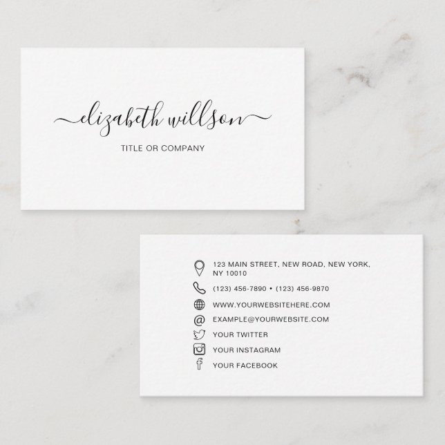 Minimalist Professional Handwritten Signature Business Card (Front/Back)