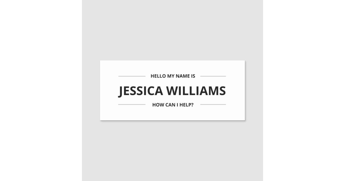 Minimalist Professional Hello Name Tag Zazzle.co.uk