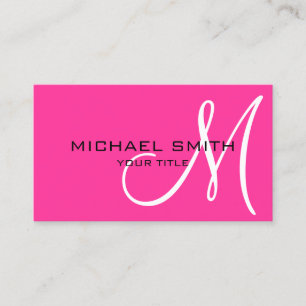 Minimalist Professional Hot Pink Monogram Business Card