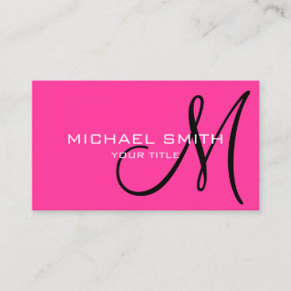 Minimalist Professional Hot Pink Monogram Business Card