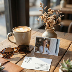 Minimalist Professional Logo Photo Real Estate Business Card