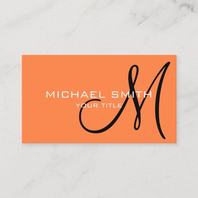 Minimalist Professional Mango Tango Monogram Business Card (Front)
