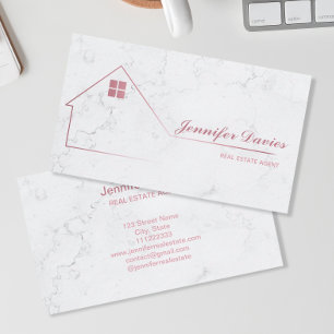 Minimalist Professional Marble Real Estate Agent Business Card