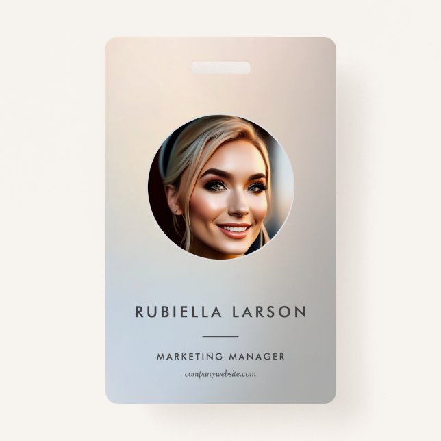 Minimalist professional Marketing photo Silver  ID Badge (Front)