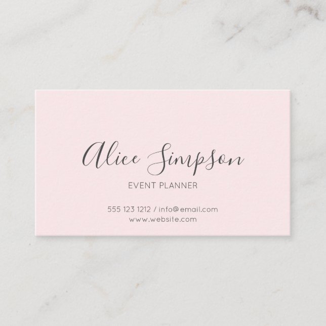 Minimalist Professional Modern Blush Pink Business Card (Front)