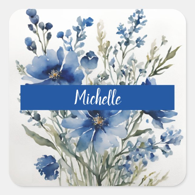 Minimalist Professional Modern Bunch of Flowers Square Sticker (Front)
