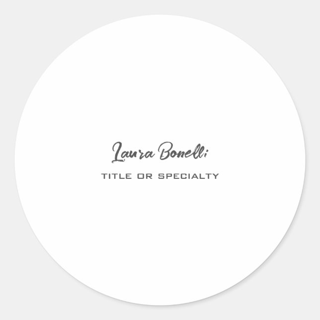 Minimalist Professional Modern Classic Round Sticker (Front)