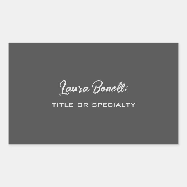 Minimalist Professional Modern Handwrite Dark Grey Rectangular Sticker (Front)