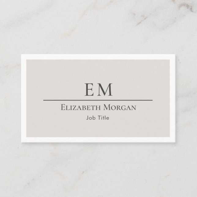Minimalist Professional Modern Light Grey Beige Business Card (Front)