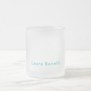 Minimalist Professional Modern Name Azure Blue Frosted Glass Coffee Mug