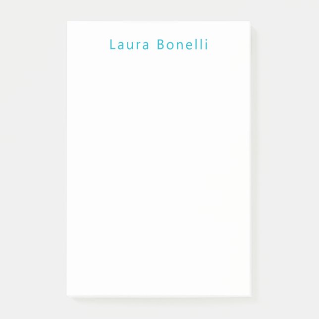Minimalist Professional Modern Name Azure Blue Post-it Notes (Front)