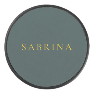 Minimalist Professional Modern Name Dusty Green Hockey Puck