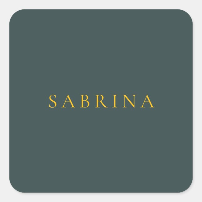Minimalist Professional Modern Name Dusty Green Square Sticker (Front)