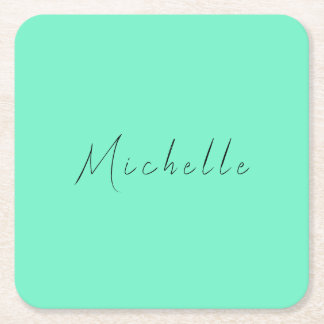 Minimalist Professional Modern Name Handwritten Square Paper Coaster