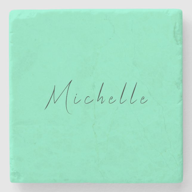 Minimalist Professional Modern Name Handwritten Stone Coaster (Front)