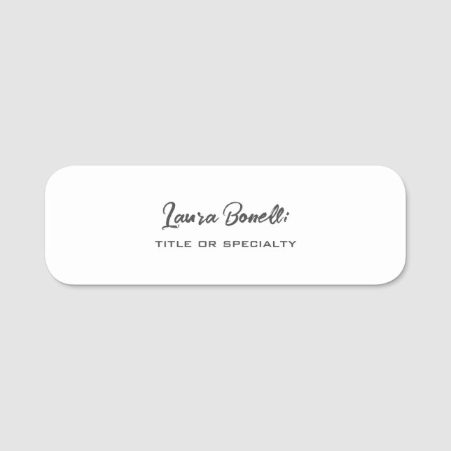Minimalist Professional Modern Name Tag (Front)