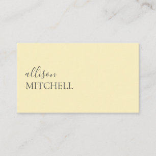 Minimalist Professional Modern Pastel Yellow Business Card