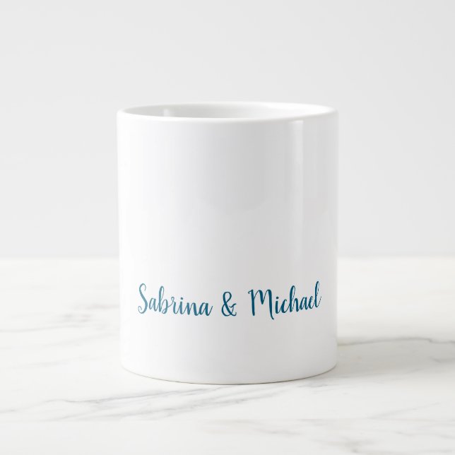 Minimalist Professional Modern Plain Blue White Large Coffee Mug (Front)