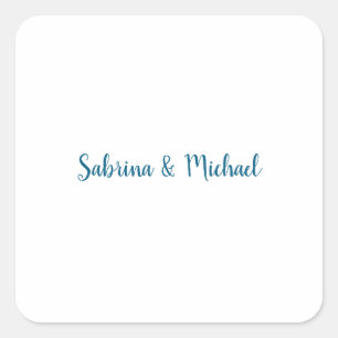 Minimalist Professional Modern Plain Blue White Square Sticker