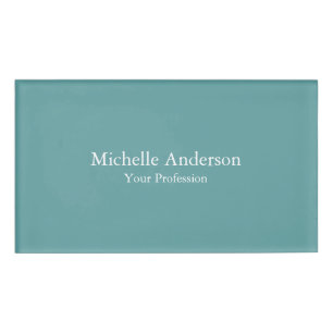 Minimalist Professional Modern Plain Cadet Blue Name Tag