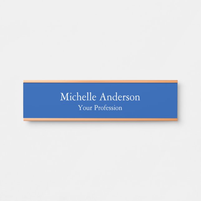 Minimalist Professional Modern Plain Cobalt Blue Door Sign (Front)