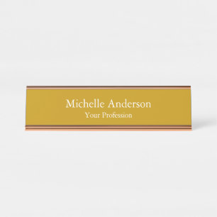 Minimalist Professional Modern Plain Dijon Yellow Desk Name Plate