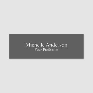 Minimalist Professional Modern Plain Grey Colour Name Tag