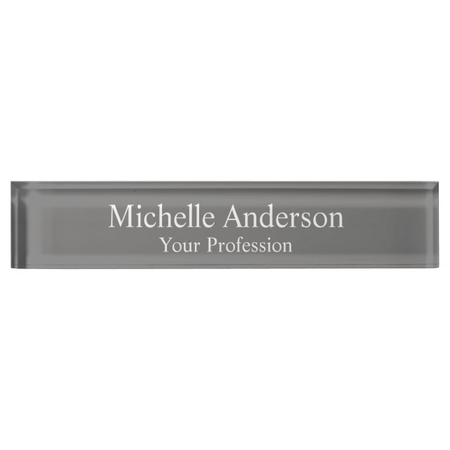 Minimalist Professional Modern Plain Grey Colour Nameplate (Front)